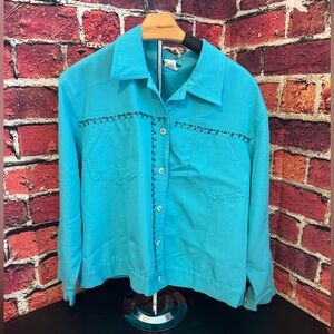 Preowned Half Mon Bay Women's Teal Jacket Size L Bust 22” Item #PHK2590
